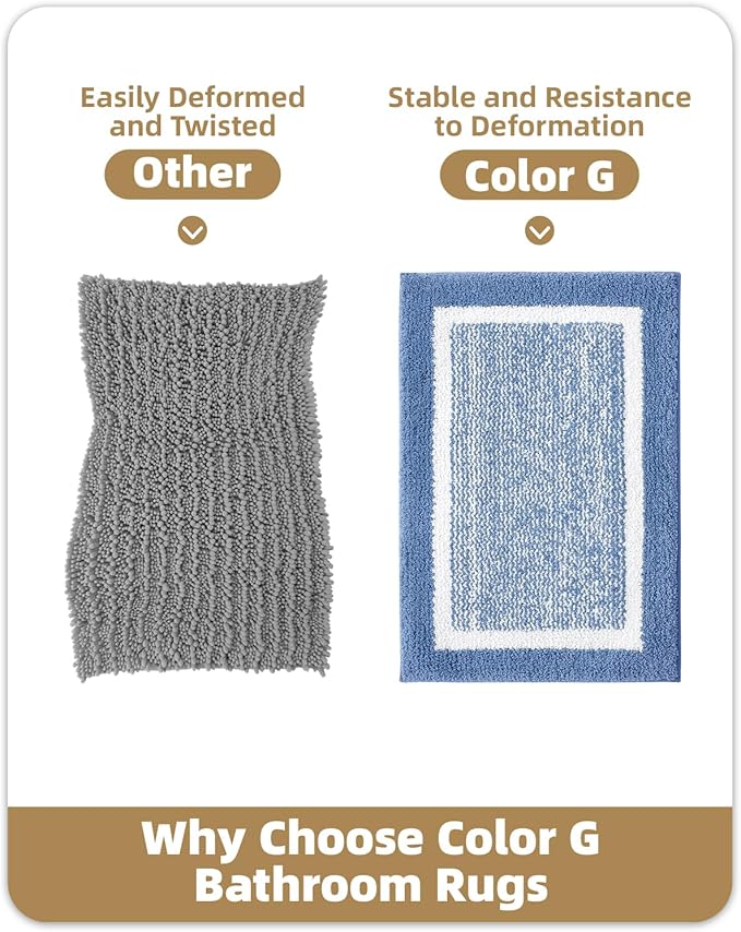 Color&Geometry Simple and Stylish Bath Mats for Bathroom Non Slip, 20"x29" Standard Sized Light Blue Bathroom Rugs, Absorbent, Soft, Washable, Microfiber Bathmat Shower Mat