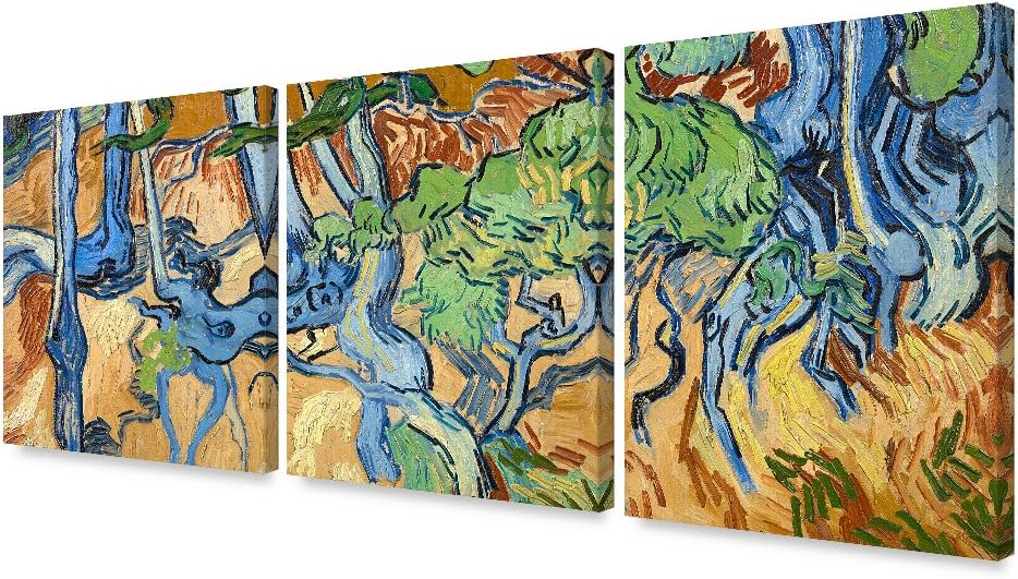 DECORARTS - Tree Roots (3 Piece Set), Vincent Van Gogh Art Reproduction. Giclee Canvas Prints Wall Art for Home Decor. 24x30, 3pcs/set