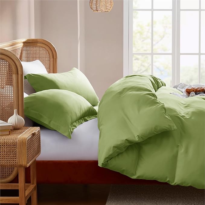 Nestl Twin Duvet Cover Set - Soft Double Brushed Calla Green Duvet Cover Twin, 2 Piece Twin/Twin XL Duvet Cover with Button Closure, 1 Duvet Cover 68x90 inches and 1 Pillow Sham