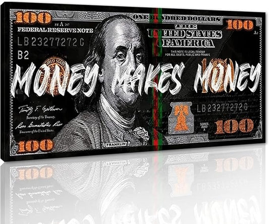 Yatsen Bridge Huge Banknotes Wall Art Canvas Money Makes Money Picture Poster and Prints Paintings Fashion Creativity Dollar Artwork Framed Ready to Hang-48 inch x 24 inch