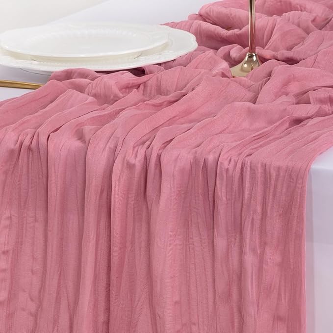 Socomi 6pcs Mauve Fall Thanksgiving Cheesecloth Table Runner Boho Rustic Gauze 120 inch 10FT Cheese Cloth Runner for Wedding Party Baby Shower Birthday Home Decor Holiday Decorations