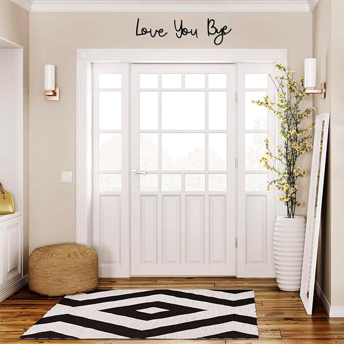 Yadiana Love You Bye Sign Above Door, 31.5" Black Wooden Home Decor Boho Modern Wall Art Decor, Express Love and Warm for Your Family and Lovers, Room Entryway Hallway House Wall Decor Aesthetic