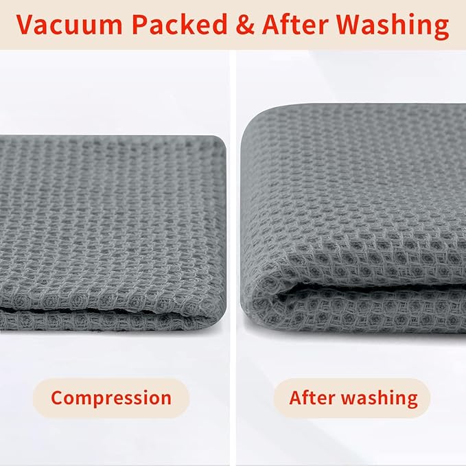 Homaxy 100% Cotton Kitchen Towels and Dishcloths Set, 12 x 12 Inches and 13 x 28 Inches, Set of 8 Bulk Kitchen Towels Set, Ultra Soft Absorbent Dish Cloths for Washing Dishes, Grey