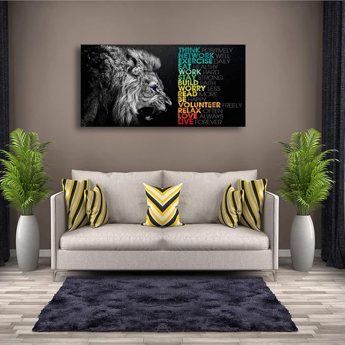 Animal Lion Canvas Wall Art Motivational Inspirational Quotes Picture Canvas Prints with Frame, Wall Art Decorative,Inspirational Quotes Canvas wall art paintings is Waterproof,20x40inches