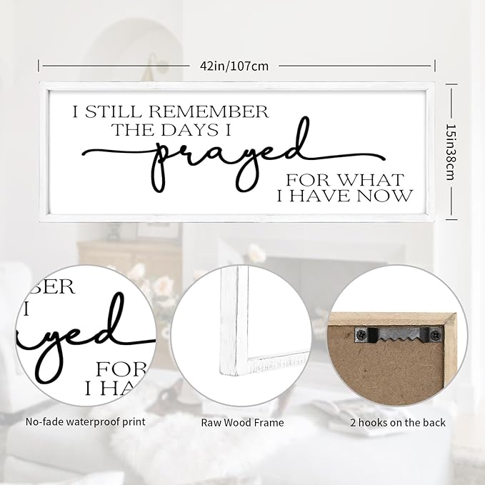 MODE HOME Large Wall Art - "I Still Remember The Days I Prayed for What I Have Now" - Inspiring Farmhouse Wall Decor for Bedroom, Above Bed Wall Decor, Living Room, or Dining Room Display, Rustic Bedroom Wall Art for Home Decor