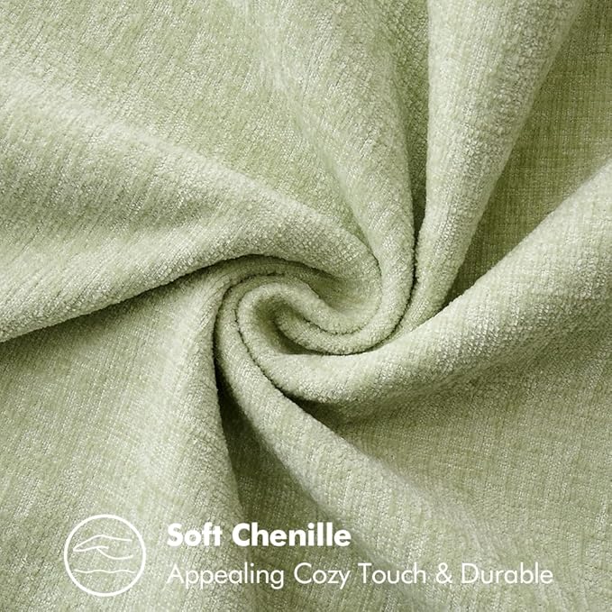 MIULEE Pack of 2 Couch Throw Pillow Covers 24x24 Inch Light Green Farmhouse Decorative Pillow Covers with Stitched Edge Soft Chenille Solid Dyed Spring Pillow Covers for Sofa Bed Living Room