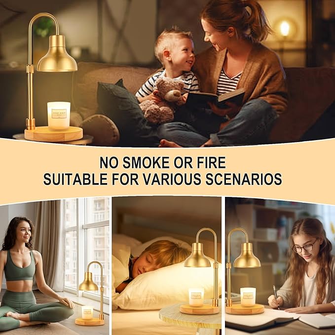 Candle Warmer Lamp with Timer & Dimmer, Adjustable Height Electric Candle Warmer with 3 Bulbs,Compatible with All Size Scented Candles, Wax Melt Warmer for Bedroom,Home Decor House Warming Gifts