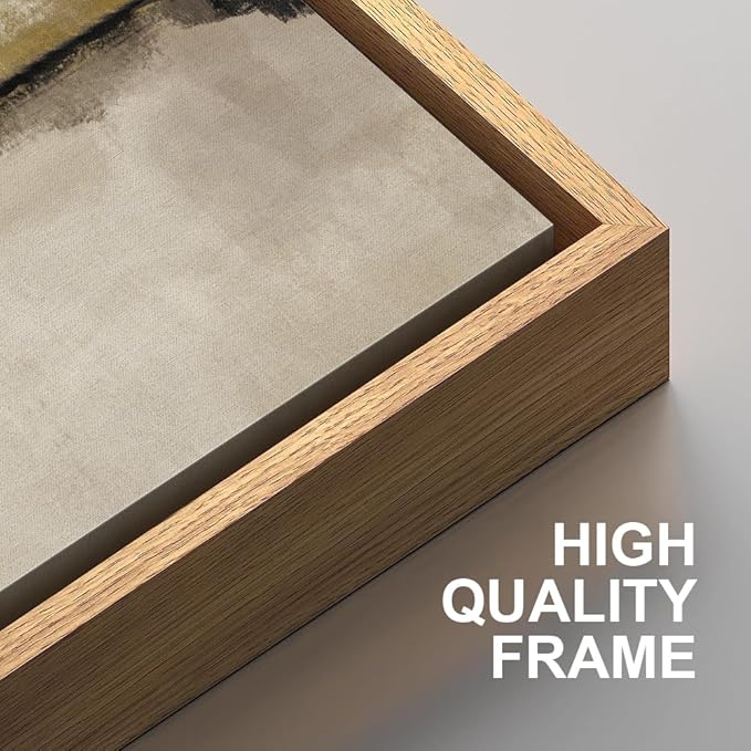 KAIRNE Large Abstract Mountain Lake Wall Art Set, Neutral Textured Canvas Wall Decor, Framed Nordic Tan Wall Painting, Nature Landscape Art Print for Bedroom, Living Room, Office - 20"x40"