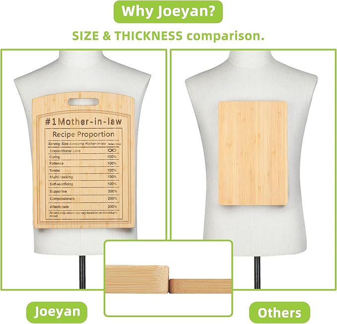 Joeyan Mother-in-Law Recipe Cutting Board Gift from Daughter-in-Law Son-in-Law, Personalized Engraved Kitchen Present for Birthday Christmas, Large Size, Heavy Duty, 16x12x0.8"