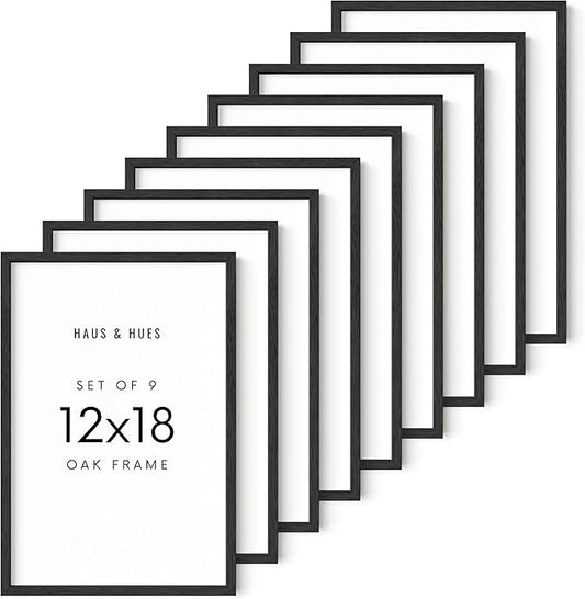 HAUS AND HUES Standalone Black Oak Frames Set of 9-12x18