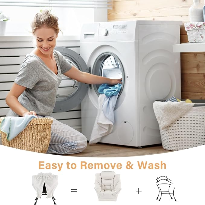 Lazy Chair with Ottoman, Modern Chair with Folding Footrest, Lounge Accent Chair, Comfortable Reading Chair, Oversized Armchairs for Bedroom, Study, Living Room, Courtyard (Beige)