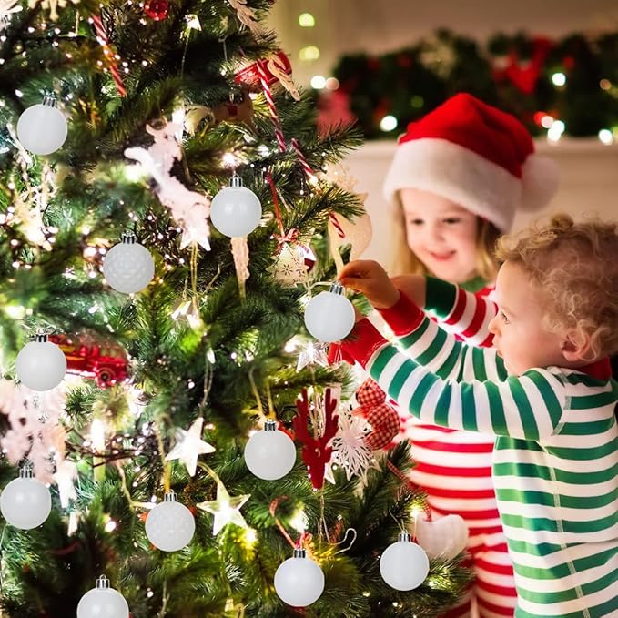 30PCS 2" Christmas Ball Ornaments Shatterproof Pearl White Christmas Tree Decorations Xmas Tree Balls Halloween Ornaments Décor