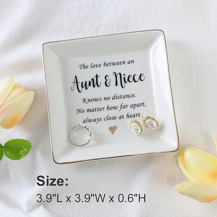 HOME SMILE Ceramic Ring Dish Jewelry Tray for Mom Sister Friends