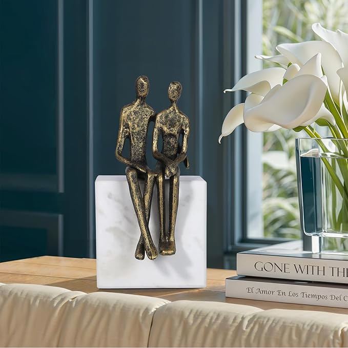 Marble and Together Iron Sculpture, Wedding Anniversary Couples Gift for Couple/Her, Gifts for Wife Husband Birthday, Romantic Couple Statue