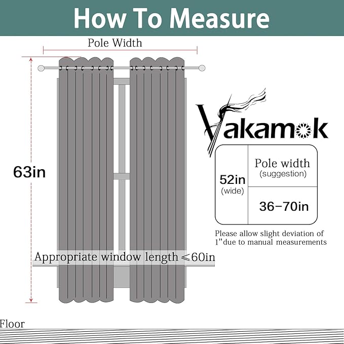 Yakamok White 100% Blackout Curtains, 2 Thick Layers Full Light Blocking Thermal Insulated Drapes with Black Liner for Bedroom(52Wx63L, Pure White, 2 Panels)