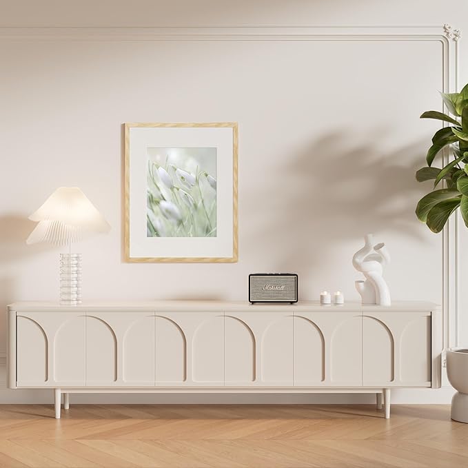 Vittanly 16x20 Picture Frame for Wall, Plexiglass, Displays Poster 11x14 with Mat or 16x20 without Mat, PVC Frame Material, Horizontal or Vertical Hanging, 1 Pack, Natural