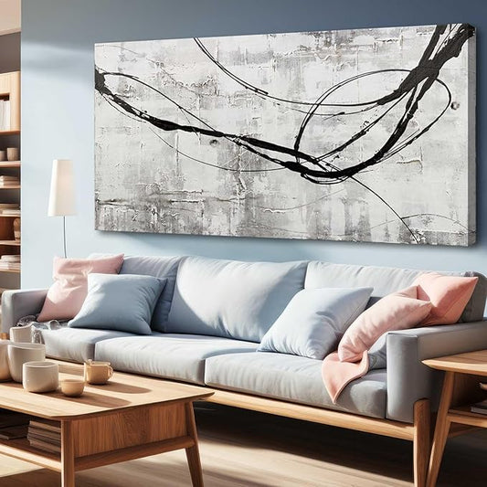 XIANSHOU Large Living Room Wall Decor Abstract Canvas Wall Art Black Wall Decor Contemporary Dining Room Pictures Office Home Decorations 29"x 58" Hallway Decor