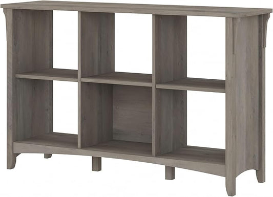 Bush Furniture Salinas 6 Cube Organizer in Driftwood Gray, Office Storage Solution, Home Organizer with Open Shelving, Compact Unit for Books and Supplies