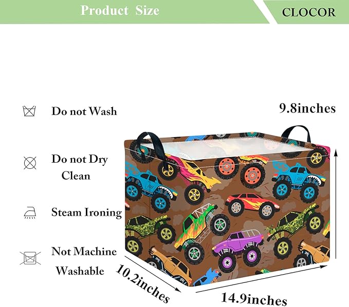 CLOCOR Rectangular Easter Gift Basket Empty,Waterproof Toy Bin,Books Box,Room Decor(Truck)