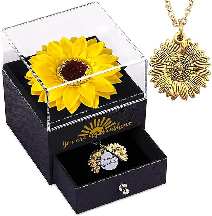 Mothers Day Gifts Sunflower Gifts for Women Daughter Son Girlfriend Wife Mom Friends Sisters Aunt, You are My Sunshine Necklace Gift Box for Birthday Wedding Mother's Day Xmas Present Sunflower Decor