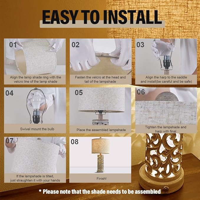 OYEARS 3-Way Dimmable 22'' USB A+C Touch Control Table Lamp Set of 2 with Nightlight for Living Room Bedroom Farmhouse Bedside Nightstand Lamps (Bulb Included)