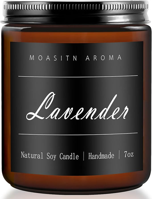 MOASITN Lavender Heavenly Scented Candles for Home| Natural Soy Aromatherapy Candle| Handmade Long Lasting Jar Candle| Women,Men Gift for Birthday,Housewarming,Thank You| 7oz