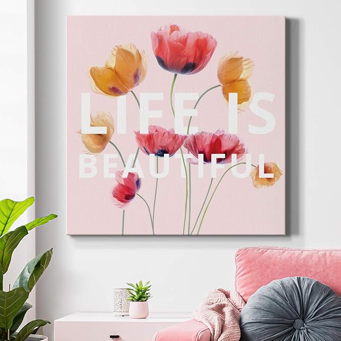 Wexford Home Square Premium Gallery Wrapped Canvas Flower Multicolor Wall Art Abstract Floral Romance Modern Pictures Print for Home Office, Ready to Hang