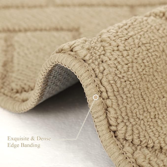 hicorfe Kitchen Rugs and Mats Sets,Super Absorbent Polypropylene Non-Slip Rug,Soft Comfort Floor Mat,Washable for Kitchen,Hallway,Office,Sink,Laundry(24" x 35",Beige)