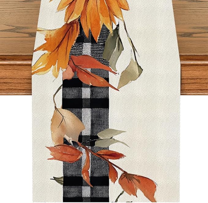 ANNA QUEEN Pumpkin Sunflower Table Runner 13 x 72 Inch for Dining Table, Table Runner for Seasonal Autumn Kitchen Dining Table Decoration for Home Party Decor Thanksgiving Harvest
