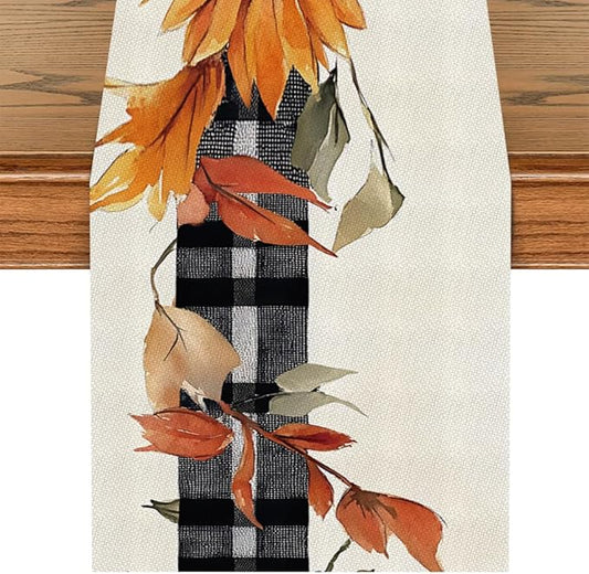 ANNA QUEEN Pumpkin Sunflower Table Runner 13 x 72 Inch for Dining Table, Table Runner for Seasonal Autumn Kitchen Dining Table Decoration for Home Party Decor Thanksgiving Harvest