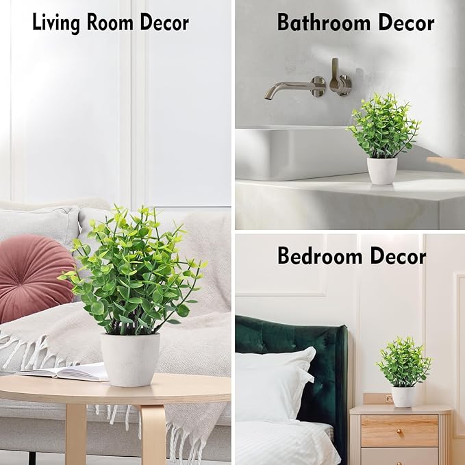 2 Pack Fake Plants Ceramic Mini Artificial Greenery Potted Plants for Home Decor Office Decor Room Decor Farmhouse Decor Indoor Table Bathroom Decor