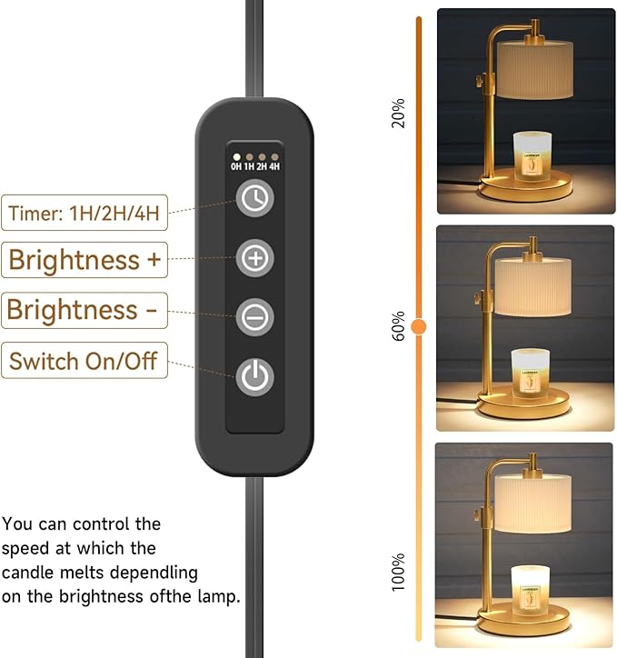 Candle Warmer Lamp with Timer, Candle Wax Warmer Adjustable Height Candle Lamp Warmer for Jar Candles, House Warming Gifts Home Decor Gifts for Women(Gold-Upgrade)