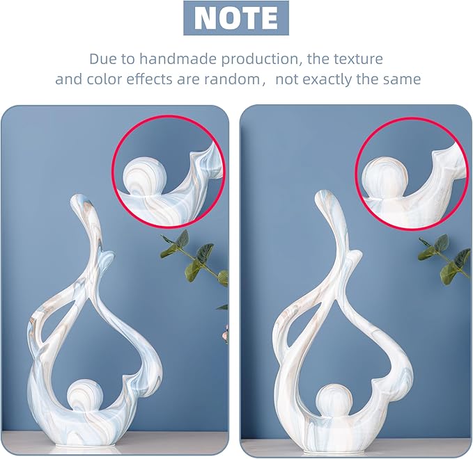 Blue Statue Decor for Living Room, Modern Sculptures Home Decor Accents, Absrtact Decor Art Statue Table Top Decorations, Shelf Decor Table Centerpieces for Dining Room