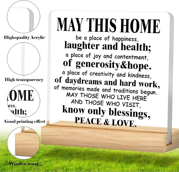 Housewarming Gifts for Women and Men - May This Home Acrylic Desk Sign Decor - Religious House Warming Gift