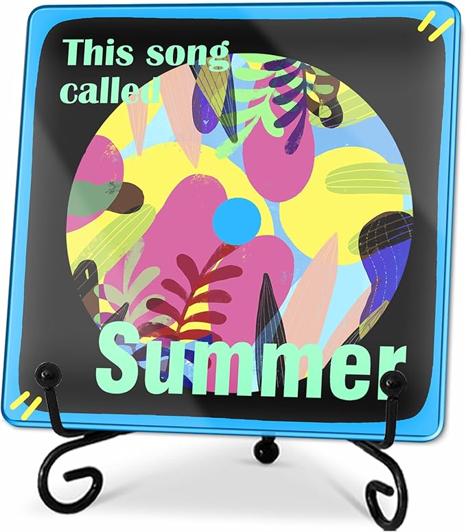 This Song Called Summer Acrylic Sign With A Metal Support - 4x4" Seasonal Abstract Aesthetic Tabletop Acrylic Plaque - Home Desk Office Shelf Display Art Decoration & Favors For Women Men - A01