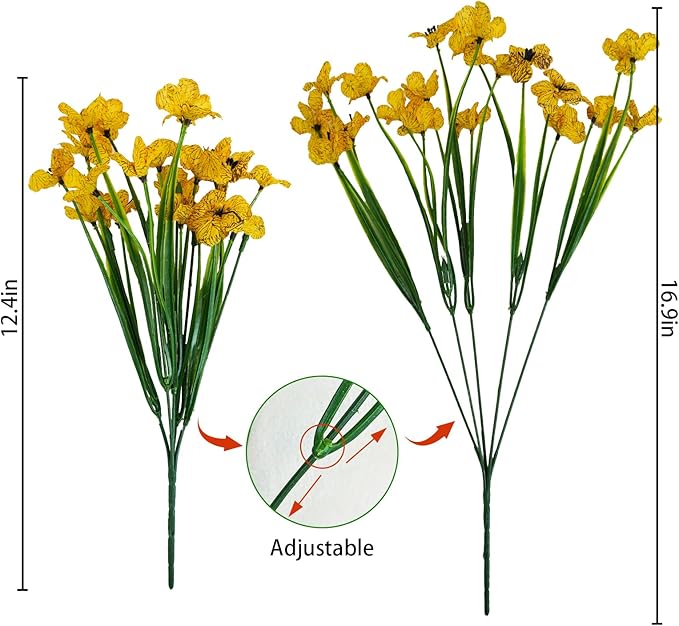 Uieke 72 Bundles Artificial Flowers for Outdoors UV Resistant No Fade Yellow Fake Flowers for Outside Home Garden Porch Window Box Home Spring Summer Décor (Yellow)