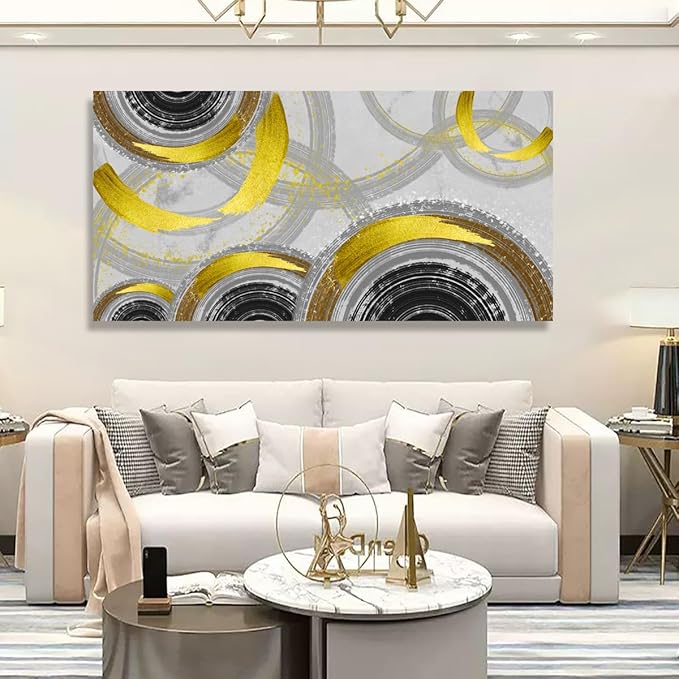 Yellow Abstract Smart Line Pictures Canvas Wall Art for Living room Bedroom Wall Decor,Smart Line Wall Art Print Paitnings for home Decor,Morden Artwork Full of Imagination Line Drawing Canvas Art Waterproof Stretched Ready to Hang-28x57inches