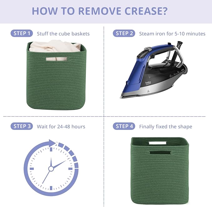 OIAHOMY Storage Cubes, 13 Inch Cube Storage Organizer, Collapsible Storage Bins, Baskets for Organizing, Storage Bins for Shelves-Green, 2-PACK