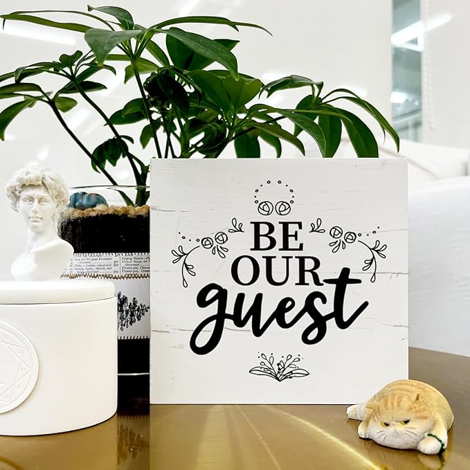 Be Our Guest Sign, Welcome Home Decor, Guest Bedroom Decor, Box Sign Tabletop Decor, White Wooden Box Sign, Housewarming Decor, Front Door Decor, Desk Decor Art, Farmhouse Decor for Bathroom