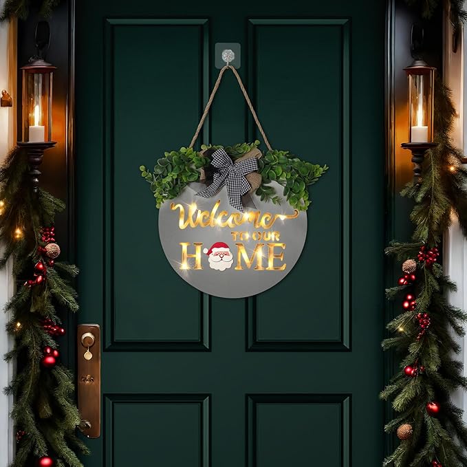 MIPON Welcome Sign for Front Door, Wall, or Porch Decor - Interchangeable Seasonal 17 Changeable Icons for All Seasons & Holidays (Spring, Summer, Fall, Winter, Easter, Christmas) - White