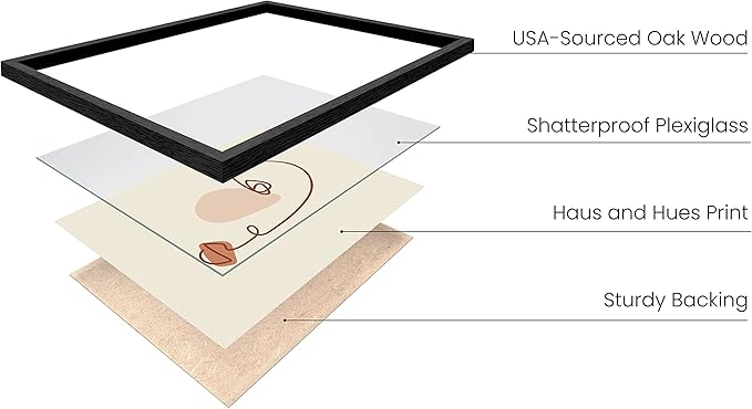 HAUS AND HUES Female Figure Wall Art Line Drawing - Single Line Drawing Wall Art, Woman Art Print Line Art Wall Decor Minimalist Wall Decor, Silhouette Lipstick (Black Framed, 12x16)