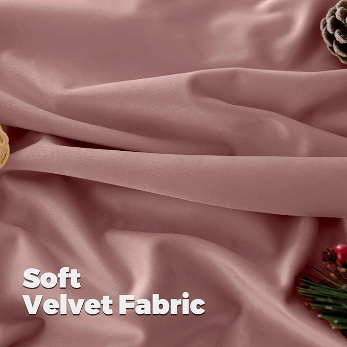 BGment Dusty Rose Pink Velvet Curtains 84 Inch for Bedroom, Thick Thermal Insulated Room Darkening Curtains Noise Reduce Back Tab and Rod Pocket Window Panels for Living Room, 2 Panels, 52 x 84 Inch