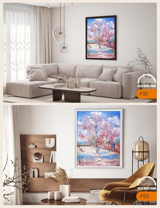 DECORARTS - Reminiscence of Mauve by Vincent Van Gogh, Large Giclee Canvas Print with Solid Wood Frame, Oversized Wall Art Decor