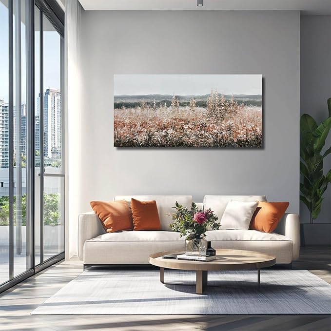 GAIDUOMAI Farmhouse Canvas Wall Prints for Home Flower field Artwork Vintage Botanical Wall Art for Living Room Bedroom Office Decorations 24"x48"