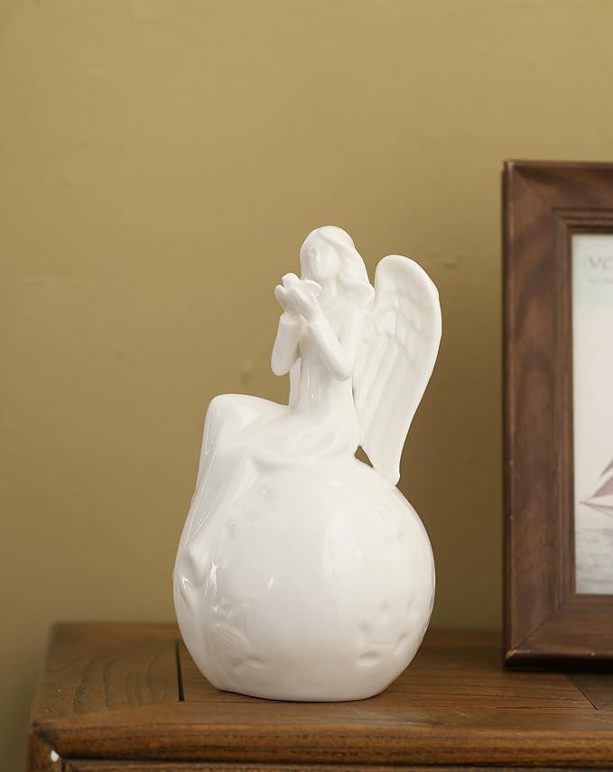 ADAVAS.Y&G Angel collectiable Figurine with LED Lighting Angel lamp Decorative Angel Night Light Holding Dove 8" H