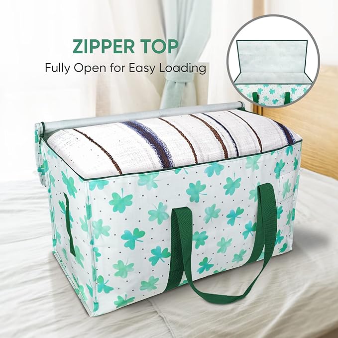 BALEINE 4-Pack Oversized Moving Bags with Reinforced Handles, Heavy-Duty Storage Tote for Clothes, Moving Supplies (Clover, 4-Pack)