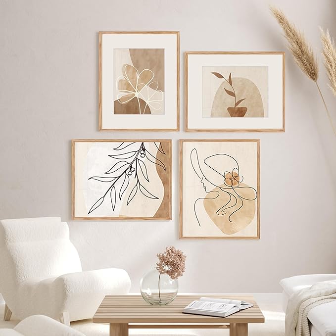 16x20 Picture Frame for Wall, 16 x 20 Solid Oak Wood Frames, Tempered Glass, 16x20 Picture Frame with Mat for 11x14, 16 by 20 Wood Frames, 16 x 20 Matted Poster Frame, Natural Oak Color