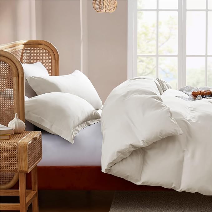 Nestl Twin Duvet Cover Set - Soft Off White Duvet Cover Twin, Double Brushed Twin/Twin XL Duvet Cover 2 Piece with Button Closure, 1 Twin Size Duvet Cover 68x90 inches and 1 Pillow Sham