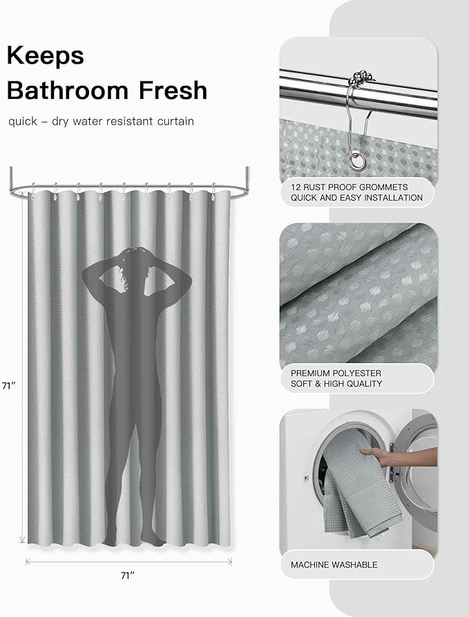 IMAVO Grey Bathroom Accessories,Non Slip Super Absorbent Rugs and Waterproof Shower Curtain with Hooks,Complete Bathroom Set for Bathroom Décor