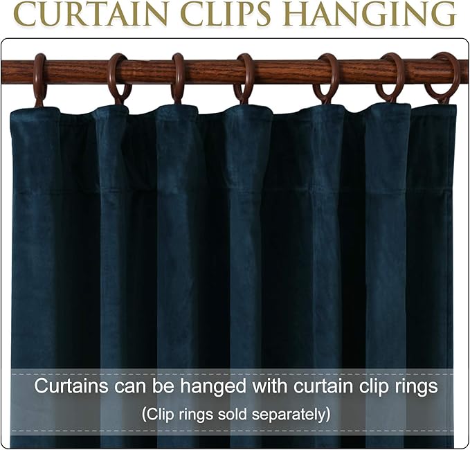 StangH Super Soft Velvet Curtains Back Tab Navy Blue Curtains for Sliding Door Luxury Decor Thermal Insulated Blackout Drapes for Office/Studio/Dining Room, W62 x L96, 2 Panels